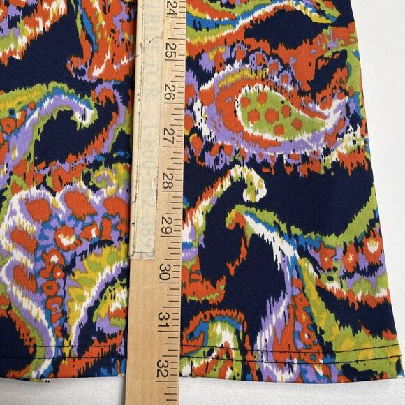 Tracy Negoshian Small Dress Blue Orange Paisley Game Day Stretch 3/4 Sleeve NWT - Picture 9 of 10